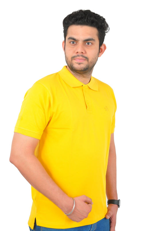 Men's Solid Polo T shirt Yellow